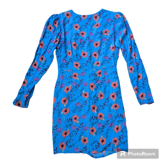 ASTR Blue Floral Long sleeve Ruffle Dress Sz M - Picture 5 of 7